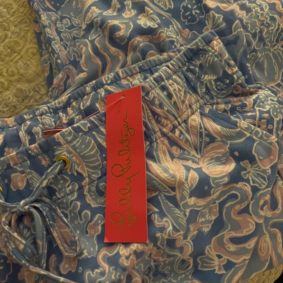 Lilly Pulitzer Emora Knit pants Boca Blue Sea What I Sea Medium NWT - Picture 2 of 3